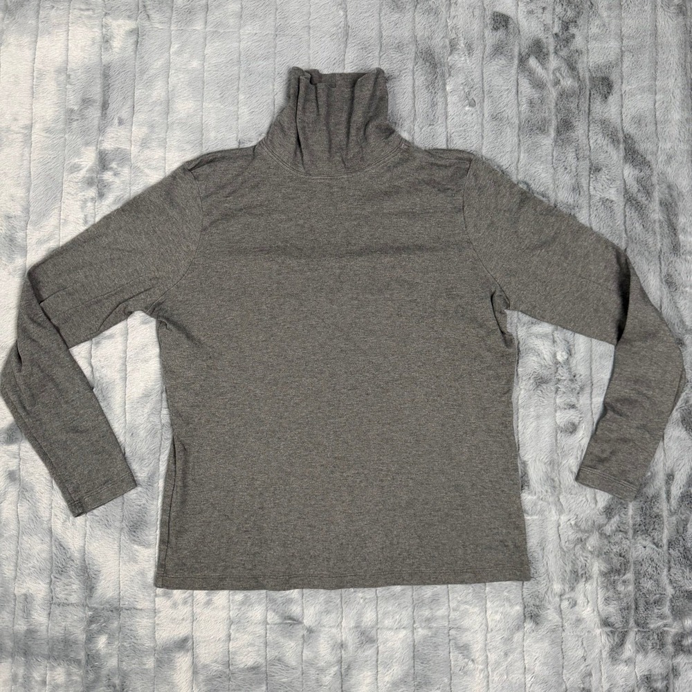 LL Bean Womens Gray 100% Supima Cotton Turtleneck Long Sleeve Top M-REG 214949
